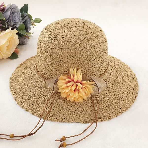 

new straw korean style straw women's flower big outdoor beach sun hat triple braid hat, Blue;gray