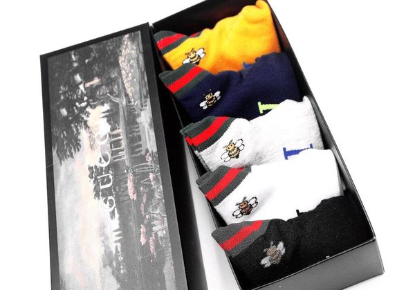 

guc̴ci new men's socks short designer sports hip hop socks fashion high-end letter luxury mens basketball socks 5 pair/box, Black