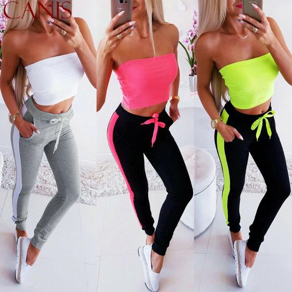 

women joggers yoga pants female casual high waist patchwork sport pants baggy workout gym fitness trousers sweatpants, White;red