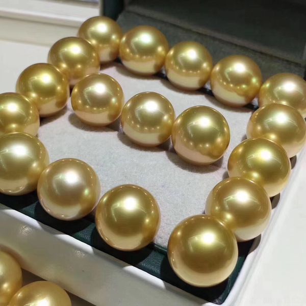 

sea 8-14mm gold thick pearl gold round strong light flawless overseas naked pearl, Silver