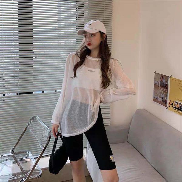 

fnzs5 black daisy cycling women's outer wear pants coat tight pants sports high waist stretch leggings slimming thin tight five-point s