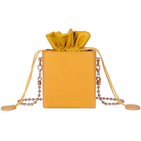 

korean version of the ladies bag with bucket bag fashion single shoulder mini pearl women's messenger yellow