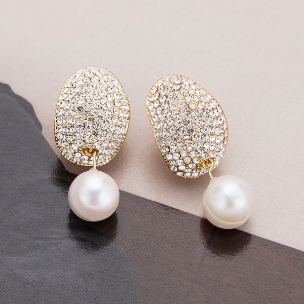 

exquisite full diamond pearl earrings new alloy simple earring bohemia, Golden