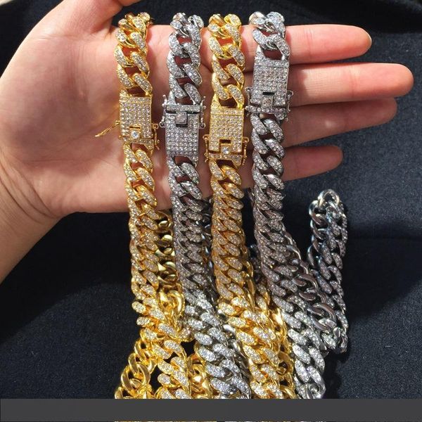 

2020 hip hop bling chains jewelry men iced out chains necklace 14k gold silver miami cuban