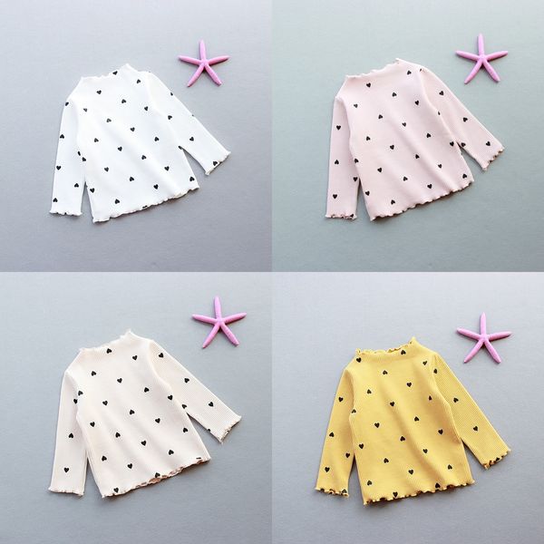 

одежда 2019 осень девочек яму t- детской одежды нить любовь с длинным рукавом футболка детская ребенка базовый рубашку, White;black