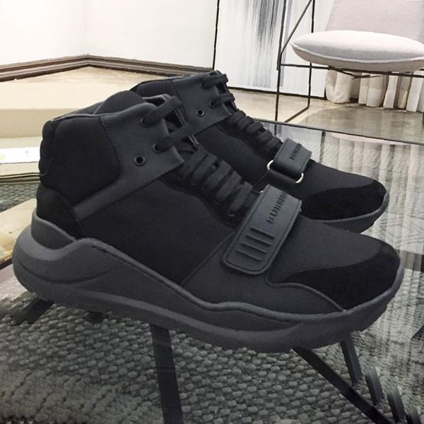 

breathable mens boots comfortable luxury shoes vintage check cotton sneakers zapatos de lujo para hombre sports high casual men shoes, Black