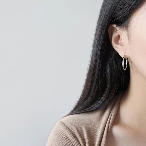 

925 sterling silver earrings simple personality ring circle ear ring ear bone buckle wild men women girls silver jewelry, Golden