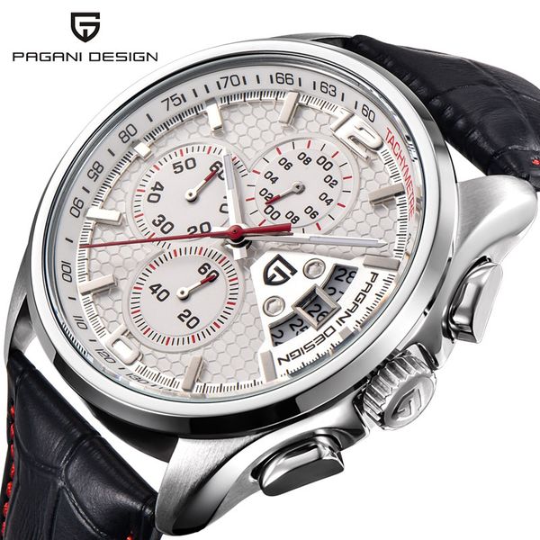 

pagani design men's chronograph watches men quartz sport wristwatch dive 30m casual watch relogio masculino, Slivery;brown