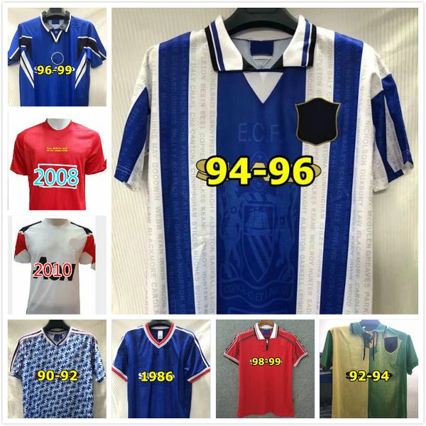 

man 1994 1996 1998 1999 07 08 90 92 manchester retro united soccer jersey utd ronaldo beckham cantona keane scholes giggs football shirt, Black;yellow