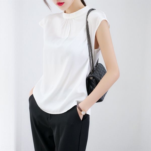 

2020 new white collar short-sleeved women's slim outer wear solid color mulberry vest vest silk real silk women, Camo