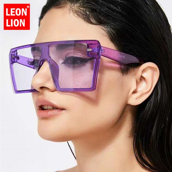 

leonlion 2020 oversized sunglasses women brand designer square sun glasses women retro eyeglasses mirror feminino, White;black