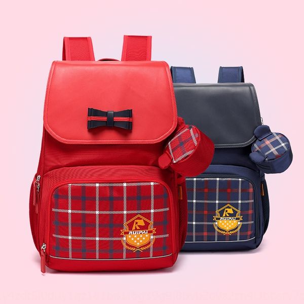 

ruiqi english style plaid primary school schoolbag light breathable bag backpack spine protector children backpack