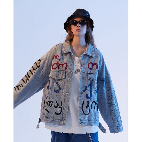 

puffle jacketsurf mens autumn and winter european and american hip-hop fashion brand retro denim jacket couples loose national fashion denim, Black;brown