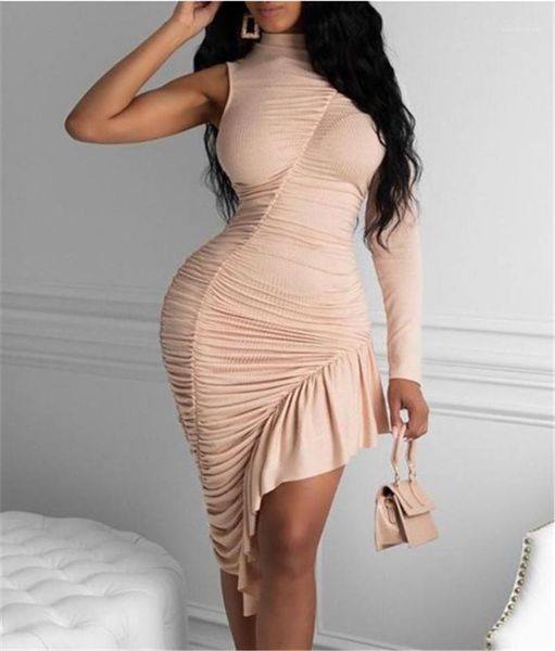 

neck solid color summer ruched fashion casual club party women clothing ruffle bodycon womens dresses turtle, Black;gray