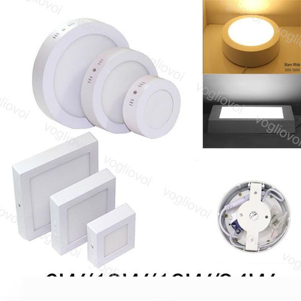 

downlights surface led light round square 6w 12w 18w 24w ac110v 240v aluminum pmma acrylic cover side emitting smd2835 warm white lights dhl