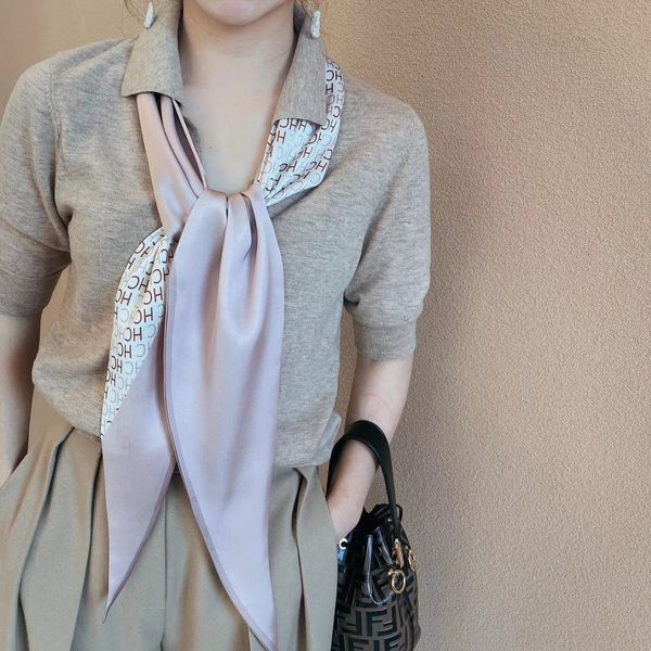 

slim and narrow long small women's western fashion all-match korean autumn korean scarf decorative rectangular scarf, Blue;gray