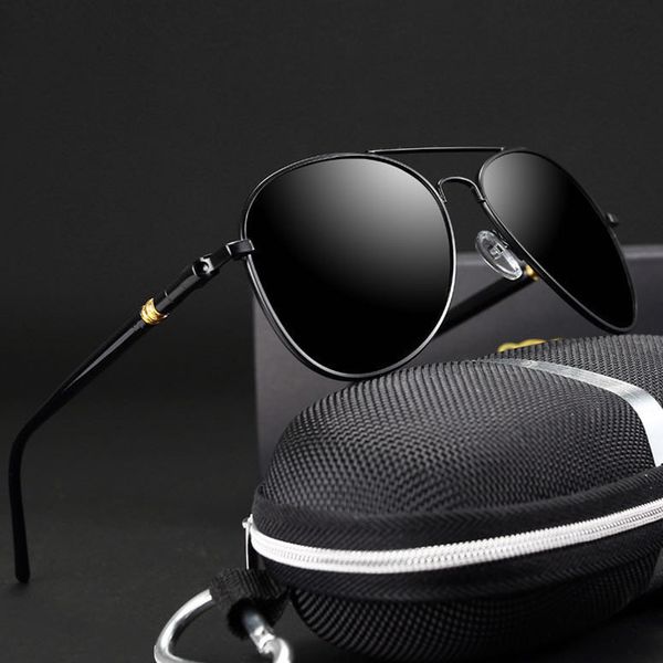 

2020 classic sunglasses discoloration sunglasses polarized men driving glasses men retro brand anti-uv discolor, Black