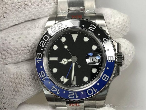 

luxury watch gm factory bat bracelet blue&black bezel 904 steel gmt function swiss 3285 automatic movements 40mm mens automatic watches, Slivery;brown
