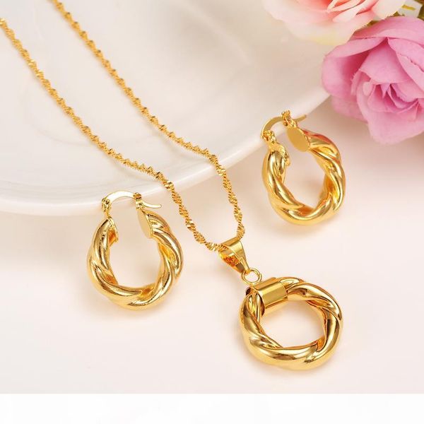 

f 2017 new big hoop earrings pendant women 's wedding jewelry sets real 24k yellow solid gold gf africa daily wear gift wholesale, Silver