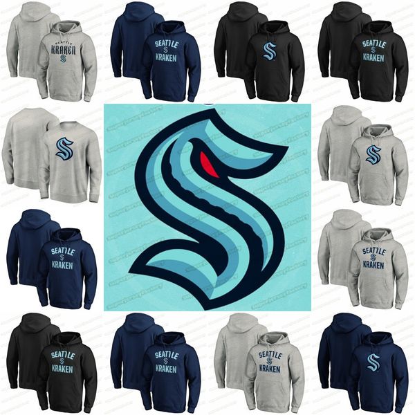 

seattle kraken hockey hoodie 2021 custom home road 32th 100% embroidery double stitched jerseys shirt good quality, Black;red