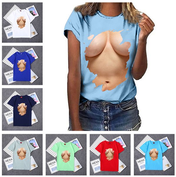 

summer women t-shirt 3d body art printing t shirt short sleeve o-neck t-shirts plus size tshirts tees personality girls clothing, White