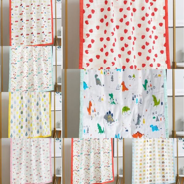 

lsgxf high density cotton wide edge children's quilt six-layer gauze cartoon printed soft children's four air conditioning seasons