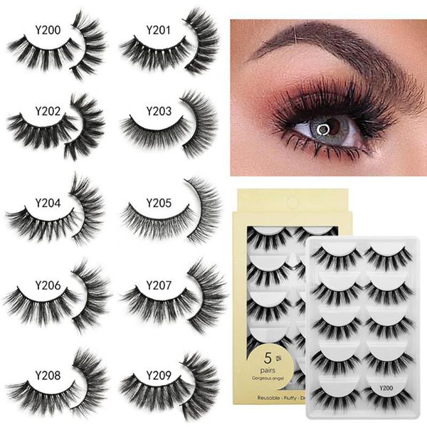 

5 pairs natural long fake mink eye lashes thick makeup false eyelashes