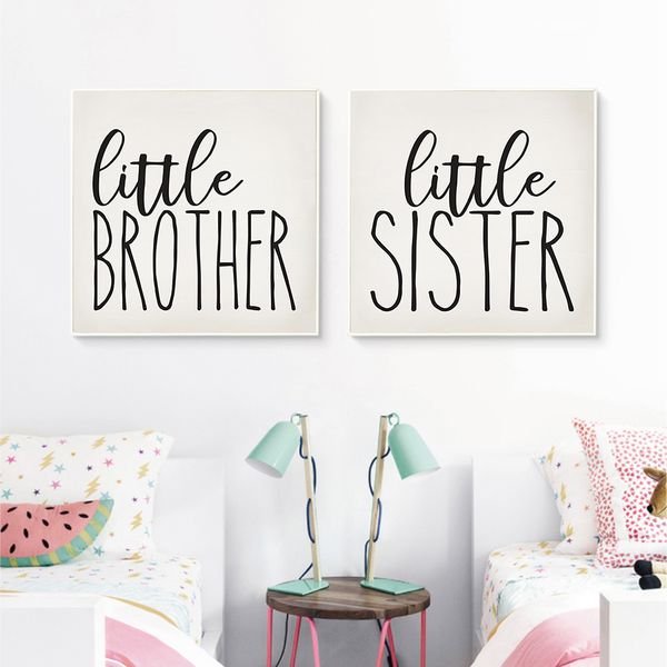 

abstract wall art canvas paintings nordic style kids decoration poster cartoon quotes little sister and brother print pictures