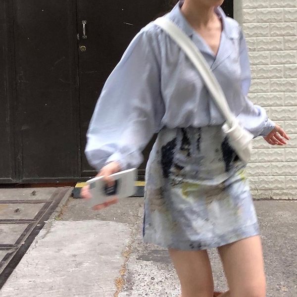 

предупреждение сердца a- линия dress картины маслом картины маслом печати высокой талии похудение бедра a- линия юбка юбка 2020, Black