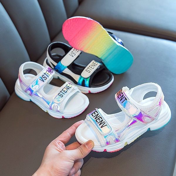 

2020 children's and sandals children children's shoes summer girls' sports sandals soft sole sequins boy's beach shoes, Black;red