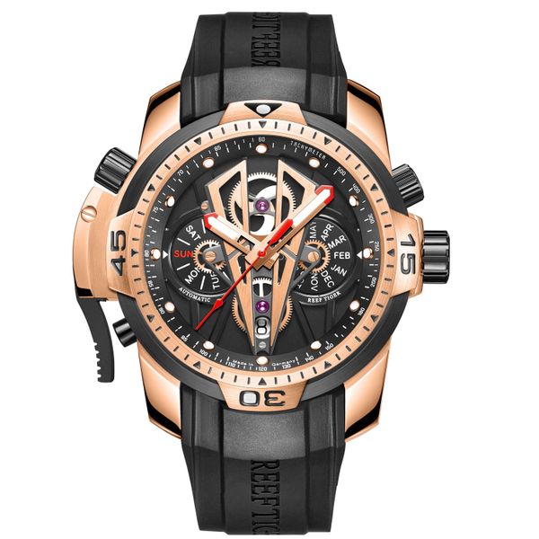

Reef Tiger/RT Luxury Sport Watch Men Luminous Top Brand Rose Gold Watch Mechanical Men's Waterproof Relogio Masculino RGA3591
