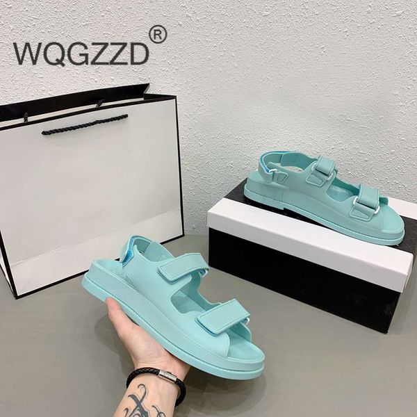 

2020 summer stylish flat sandals women hook & loop casual beach ladies sandals, Black