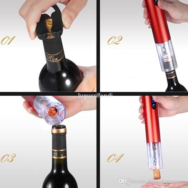

wholesale 4 colors electric bottle opener red wine screw automatic cordless corkscrew bar supplies kitchen bottle opener tool bc bh0636