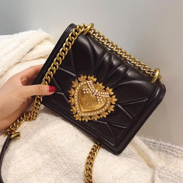 

designer-2020 plaid leather chain gold pearl heart buckle stone alligator satchels women crossbody shoulder bag small totes
