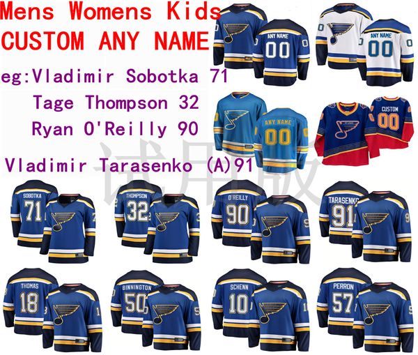 

st.louis blues jersey vladimir sobotka jersey tage thompson ryan o'reilly vladimir tarasenko men blue white hockey jerseys custom stitc, Black;red