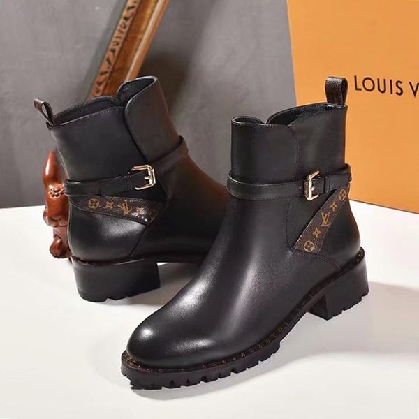 

autumn winter martin boots female ankle boots luxury design ladies booties wedge chaussures de femme leather big size lady shoes vintage, Black