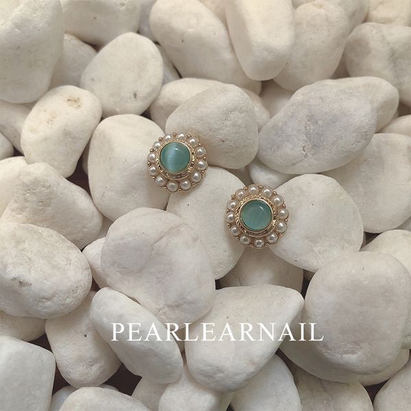 

korean personality wild opal simulation pearl earrings fashion retro temperament ear jewdry, Golden;silver