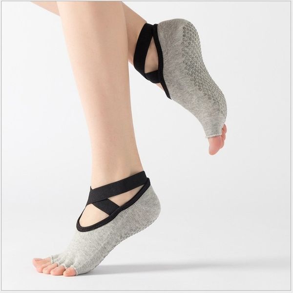 

new women yoga socks non slip five toes sport cotton pilates socks fast dry ballet gym exercise dance fitness ladies ballet sock, Black