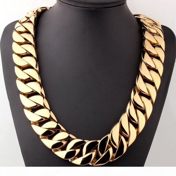 

e 31mm wide shiny cuba big necklace men hip hop stainless steel jewelry hand -polished casting bracelet hiphop tide jewelry, Silver