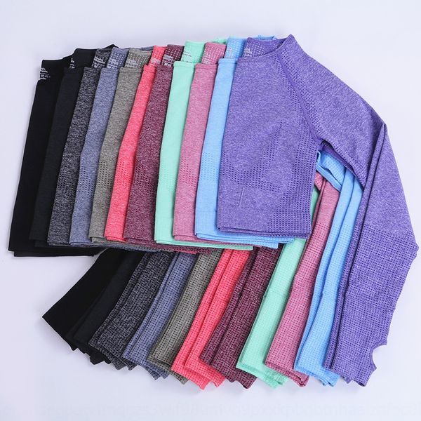 

11 colors) ins clothes jacquard yoga clothes jacquard seamless long sleeve yoga clothing-dot long sleeve, White;black