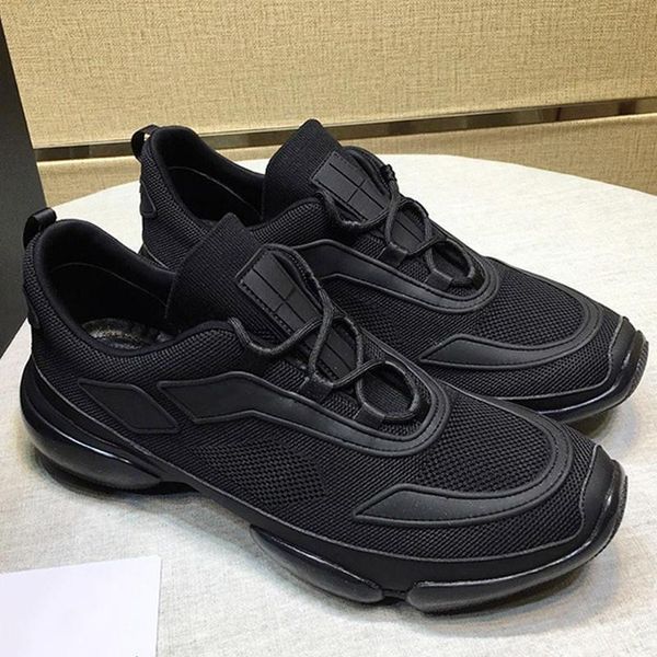 

knit fabric cloudbust sneakers men 's shoes fashion classic breathable plus size lightweight soft footwears luxury lace -up low me, Black