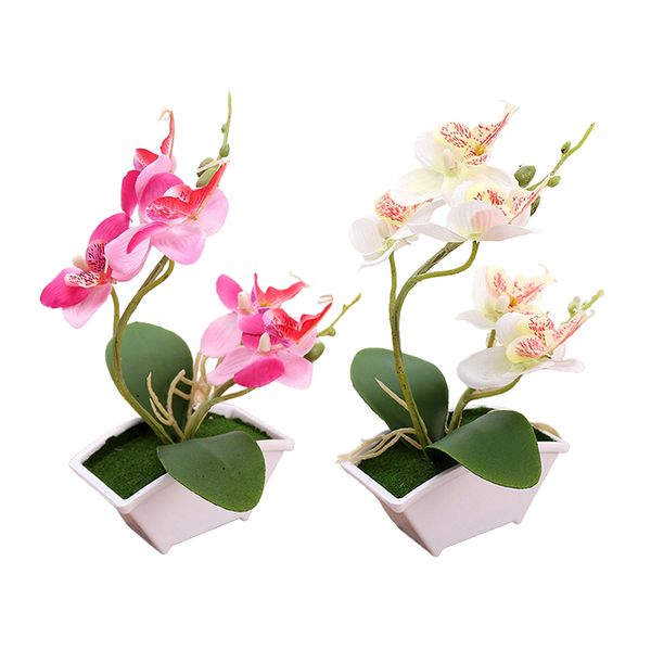 

artificial orchid bonsai faux flower indoor outdoor office home decor 2 pcs