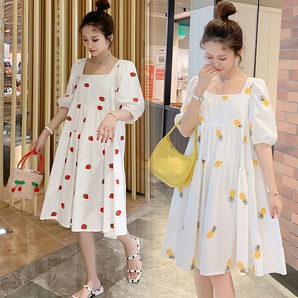 

maternity dresses 1858# nursing clothing loose embroidery stylish dress for pregnant women pregnancy lactation, White