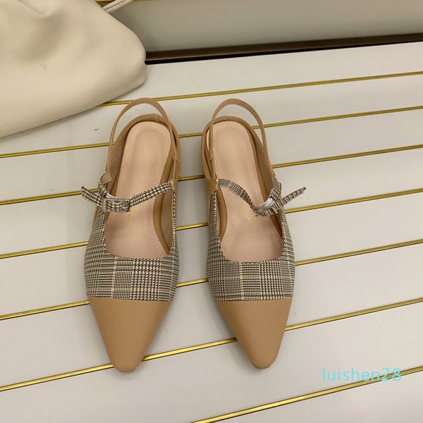 

shallow slippers casual pointed toe low shoes multicolored sandals slipers women slides luxury 2020 flat rubber hoof heels l28, Black