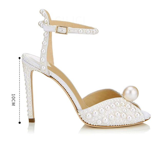 

sandals lovirs women sweet beige luxurious pearl ladies high heel peep toe fashion female wedding shoes, Black