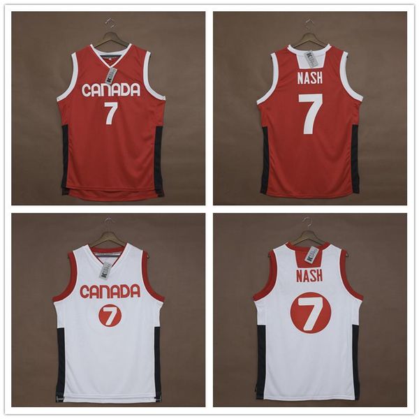 

custom jersey #7 steve nash team canada team men's basketball jerseys embroidered basketball wears red white size s-6xl, Black