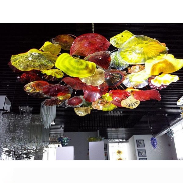 

modern murano glass chandeliers lighting fixture big size flush mounted flowers ceiling chandelier led lamp home indoor l club light