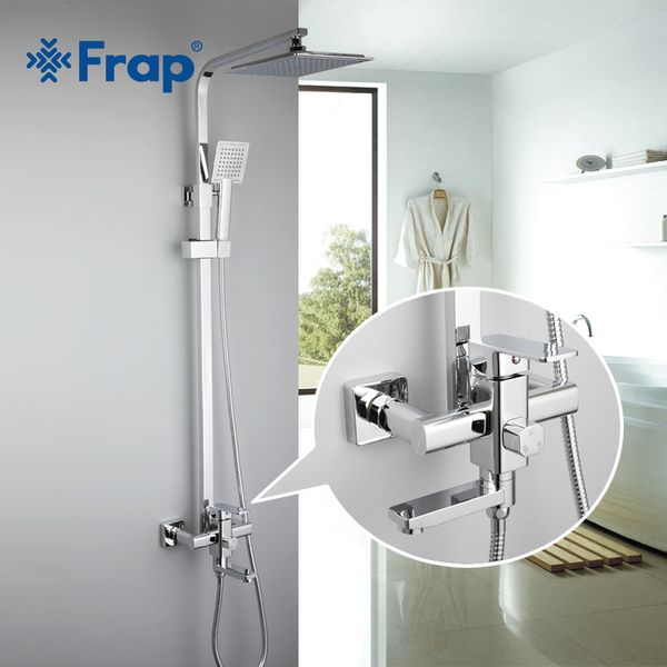 Frap 1 Set Rubinetto per doccia a pioggia per bagno Set miscelatore monocomando con spruzzatore manuale Set doccia per vasca a parete F2420 T200710