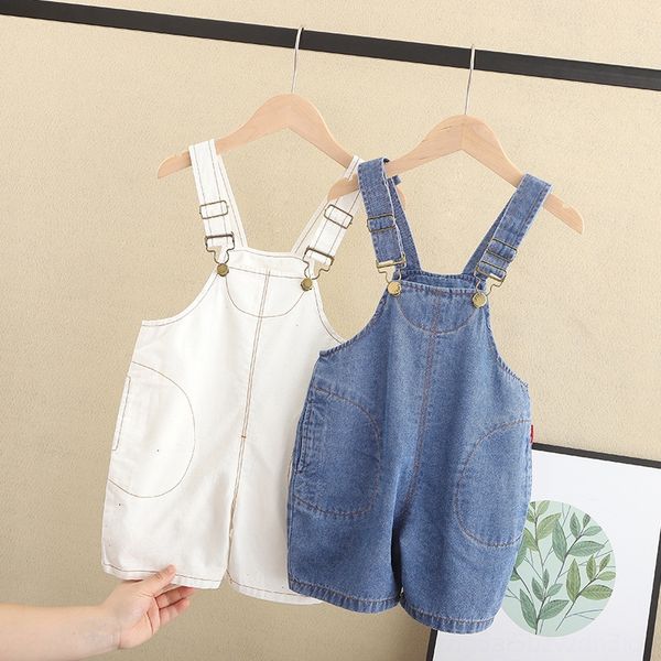 

2020 лето новый корейский стиль детей и слинг джинсы носить джинсовые шорты подтяжк детские вымытые мягкие джинсы, Blue