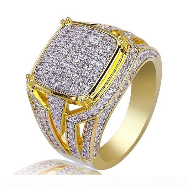 

j vintage copper ring shiny micro cubic zirconia real gold plated rings punk finger accessories for men hip hop rapper jewelry gift siz, Silver